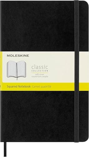 Image of Moleskine Classic Notebook, Notebook With Squared Pages, Soft Cover and Elastic Closure, Black, Large, 13 x 21 cm, 192 Pages