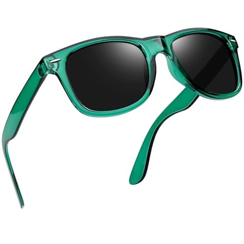 Image of Joopin Square Polarised Sunglasses for Men Women UV Protection Unisex Retro Sunglasses Man for Driving Hiking Fishing Sports (Clear Green Frame)