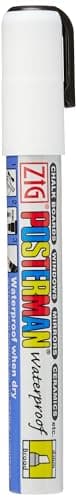 Image of Securit White Liquid Chalk Pen Marker, 2 x 6 mm Nib, Narrow Chisel Tip, All Weather Waterproof Marker, Use on Pavement Table and Wall Boards, Y985