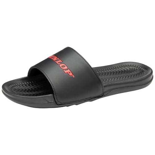 Image of Men's Sliders Sandals – Lightweight Summer Slip-On Beach Shoes – Comfortable Flat Pool Slipper for Shower Gym Holiday Casual Wear – Black Camo Sports Mules- (Black Dunlop UK10)