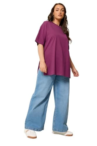 Image of Yours Curve Longline T-Shirt - Women's - Plus Size Curve Purple
