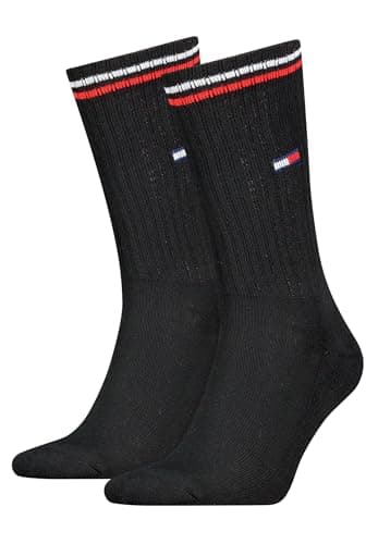 Image of Tommy Hilfiger Unisex Crew Socks, Black, 9-11 UK
