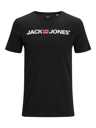 Image of JACK & JONES Mens Corp Logo Crew Neck T-Shirt - Black - Small