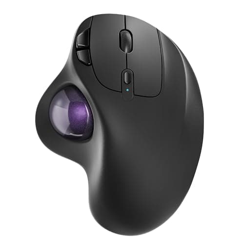 Image of Nulea M501 Wireless Trackball Mouse, Rechargeable Ergonomic, Easy Thumb Control, Precise & Smooth Tracking, 3 Device Connection (Bluetooth or USB Receiver), Compatible for PC, Laptop, Mac, Windows.