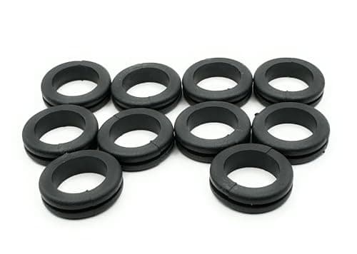Image of 10 x PVC Electrical Wiring Black Back Box Grommets Open 20mm