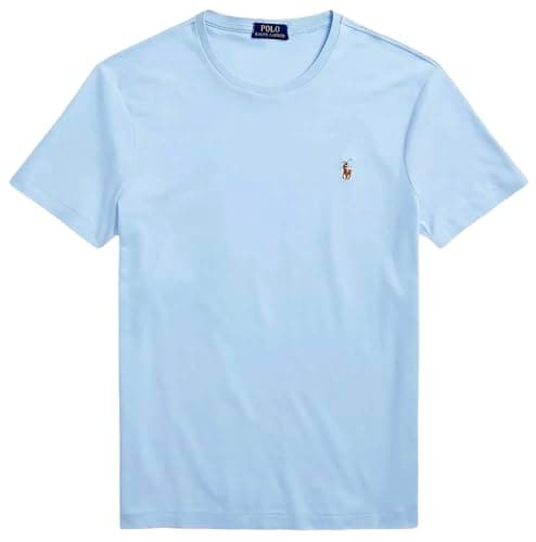 Image of Polo Ralph Lauren Men's Custom Slim Fit Soft Cotton T-Shirt (UK, Alpha, L, Regular, Regular, Office Blue)