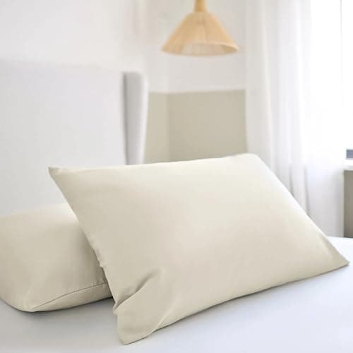 Image of Night Lark Pillowcase Pair Plain Dye Collection – Super Soft Touch Pillow Covers with Microfibre Covers, Luxury Bedding, Machine Washable, Standard Size – Warm Sand