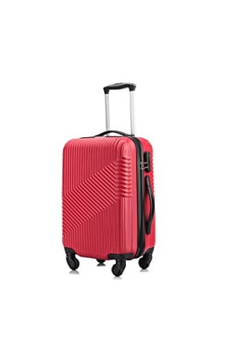 Image of Flymax 55x35x20 4 Wheel Super Lightweight Cabin Luggage Suitcase Hand Carry on Flight Travel Bags Approved On Board Fits Flybe Easyjet Ryanair Jet 2 BA Red
