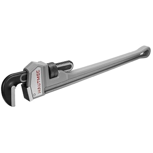 Image of HAUTMEC 600mm(24inch) Heavy Duty Aluminum Straight Pipe Wrench, Adjustable Plumbing Wrench, 3" Jaw Capacity, for Pipes, Tees, Ball Valves and Other Objects HT0187-PW