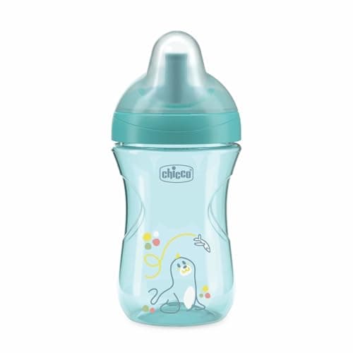 Image of Chicco Advanced Mug, 9oz Non-Drip Plastic Cup with Straw, Ergonomic Spout and Valve, BPA Free, 12M+, Azure