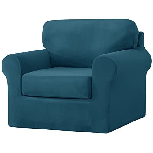 Image of SYLC Sofa Cover with Separate Seat Cushions and Backrests Stretch Velvet Sofa Slipcover Couch Covers Furniture Protector Split Combined (Dark teal,1 Seat Set 3 PCS)
