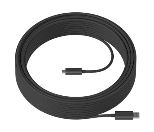 Image of Logitech Strong USB Cable (10m) Extended-Length SuperSpeed USB 3.1Gen 2 10Gbps Cable, Active Optical Cable, Plenum Rated – Graphite (New)(Renewed)
