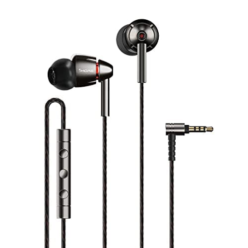 Image of 1MORE Quad Driver In-Ear Earphones Hi-Res High Fidelity Headphones with Warm Bass, Spacious Reproduction, High Resolution, Mic and In-Line Remote for Smartphones/PC/Tablet - E1010 Space Gray Silver