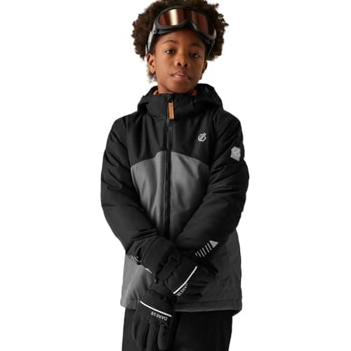 Image of Dare2b Unisex Kids Impose V Ski Jacket, Black Iron Gate, 15 Years EU