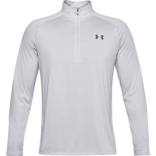 Image of Under Armour Tech 2.0 1/2 Zip, Versatile Warm Up Top for Men, Light and Breathable Zip Up Top for Working Out Men, black (Halo Gray/Pitch Gray(014)), LG
