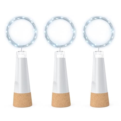 Image of leegoal Bottle Lights, USB Rechargeable Wine Bottle Light with Cork 2024 Upgraded 2m 20 LED Jar Fairy Lights for Xmas Decorations(Cool White, 3 Pack)