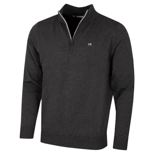 Image of Calvin Klein Mens Campus 1/2 Zip Sweater - Charcoal/Silver - L