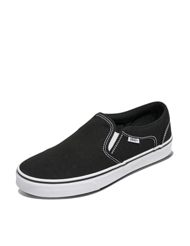 Image of Vans Men's Mn Asher Sneaker, Black Canvas Black White 187, 12 UK