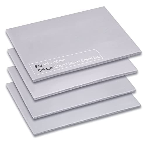 Image of Aairhut 4 Pack 13 W/m.K Thermal Pads, 100 x 100 mm 0.5 mm+1 mm+1.5 mm+2 mm Silicone Cooling Pad Non Conductive Heat Resistance Extreme Odyssey Cover with Dual Self-Adhesive Films for PC Laptop PS4