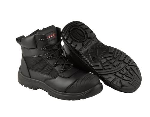 Image of ARMA A16-TITAN Leather Upper Side Zip Safety Work Boots with Shock Absorbing Heel and Penetration Resistant Midsole, Black, Sizes 4-14 UK