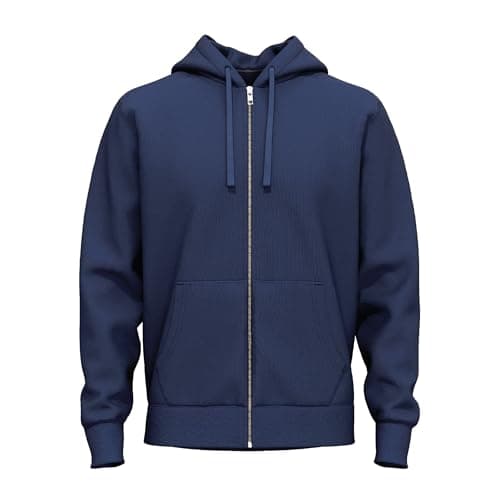 Image of SoftSpun Zip Up Hoodies for Men UK | 100% Terry Cotton Mens Hoodies Zip up Year-Round | Mercerised Premium Grade Zipped Hoodie Navy Blazer