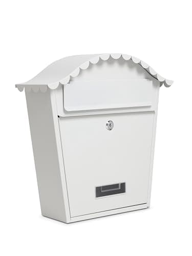 Image of Assorted Collections Wall Mounted Post Box, Lockable Mailbox with 2 Keys, Weatherproof Galvanized Steel Letterbox, Easy to Install, 36x13x37cm (White)