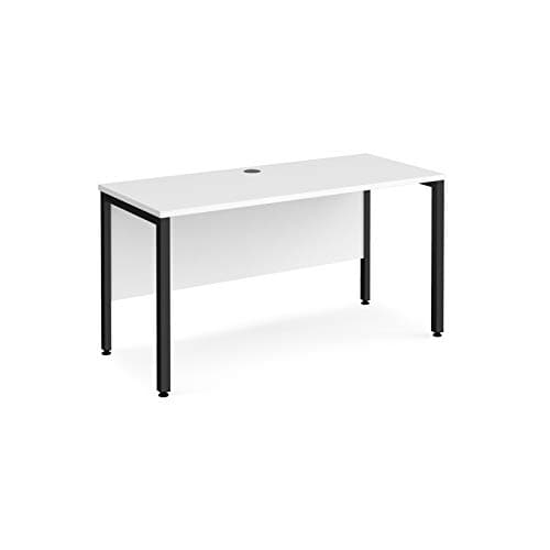 Image of Mr Office Maestro 25 straight desk 600mm deep - black bench leg frame, 1400, White