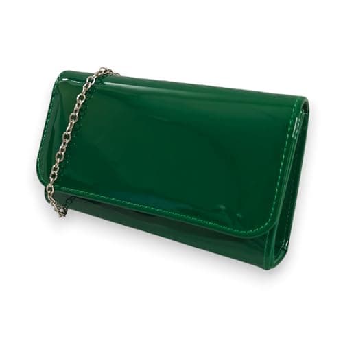 Image of fi9® Plain Patent Wedding Ladies Party Prom Evening Clutch Hand Bag Purse (Dark Green)