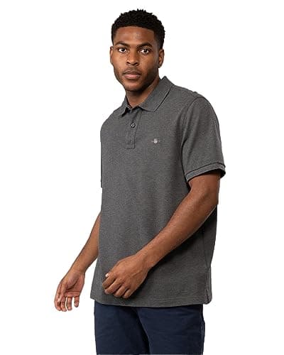 Image of GANT Men's Regular Shield Pique Polo Shirt Evening Blue, Antracite Melange, 3XL