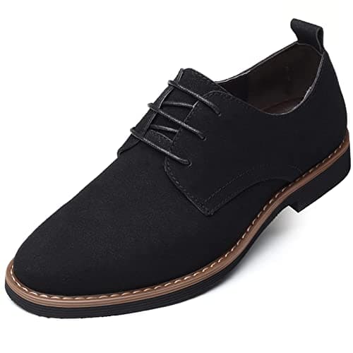 Image of Mens Suede Shoes Dress Shoes Classic Oxford-Fashion Lace Up Derby Shoes Black UK 11