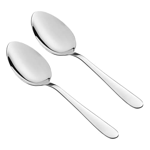 Image of Tala Performance Stainless Steel Serving Spoons, Premium 2 Piece Set, Stainless Steel with Mirror Polish Finish, Dishwasher Safe, Metallic Silver