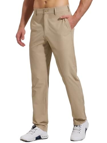 Image of Gaiatiger Golf Trousers for Men Lightweight Chinos Pants Stretch Quick Dry Breathable Casual Pants Golfing with Pockets（C3049 Khaki 32）