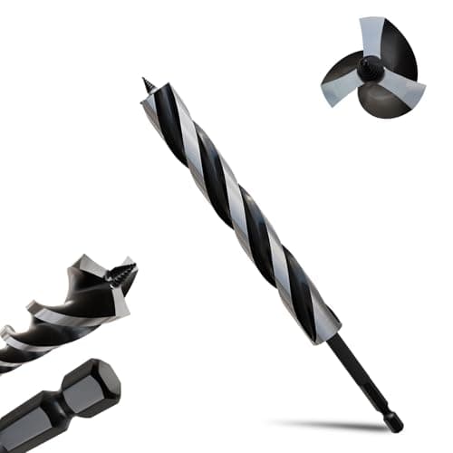 Image of METOTY 18mmx230mm Auger Drill Bit Extra Long Drill Bits,6.35mm Hex Shank for Wood with Quick Change - 3-Cutter Design with Dual-Flute for Fast Chip Removal, Fits Hardwood, Softwood, PVC, Drywall