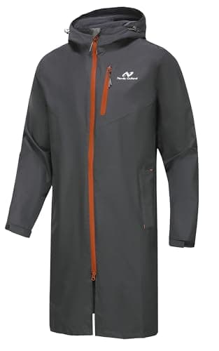 Image of NORDIC OUTLAND Rain Jacket Men,Waterproof Breathable Long Raincoat with Hood Mesh Lining,Windbreaker for outdoor activities (UK, Alpha, XL, Regular, Regular, Dark Grey)