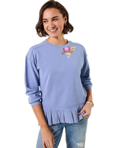 Image of Joe Browns Women's Drop Shoulder Embroidered Sweatshirt, Regular, Purple, UK 22