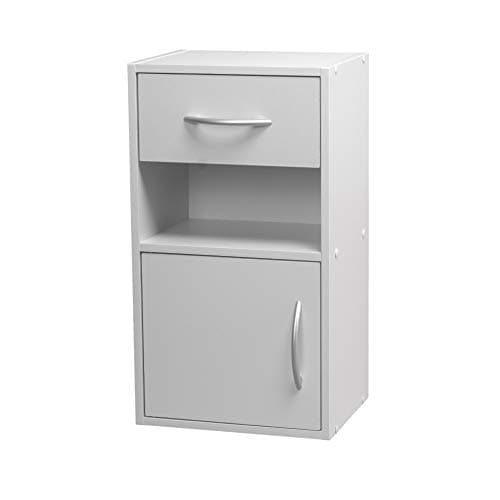 Image of URBNLIVING 1 Door 1 Drawer Wooden Bedroom Bedside Cabinet Shelf Nightstand Side Table Unit (White)