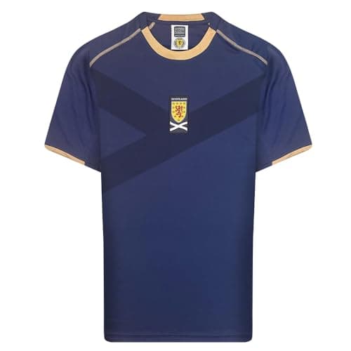 Image of Score Draw Scotland 2007 Home Retro Shirt Blue Large Polyester