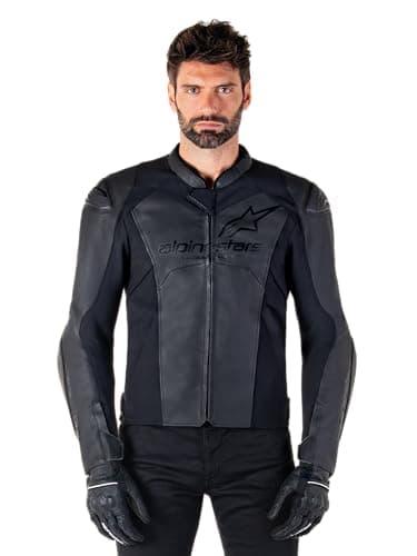Image of Alpinestars Faster V3 Leather Jacket, Sport Style, CE-Certified, Durable Design, All-Season Performance, 56, Black/Black