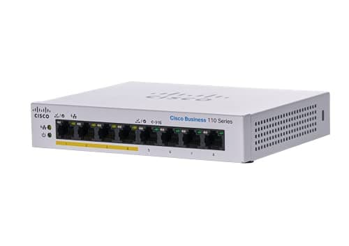 Image of Cisco Business CBS110-8PP-D Unmanaged Switch | 8 Port GE | Partial PoE | Desktop | Ext PS | Limited Lifetime Protection (CBS110-8PP-D)