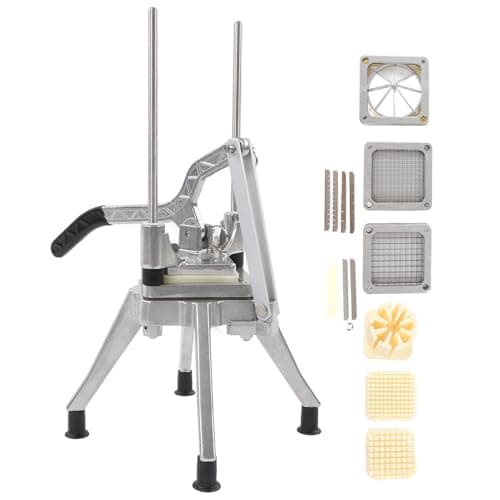 Image of Manual Vegetable Chopper, Commercial Vegetable Fruit Cutter with 4 Replacement Blades Stainless Steel French Fry Cutter Potato Dicer for Restaurant, Home & Kitchen
