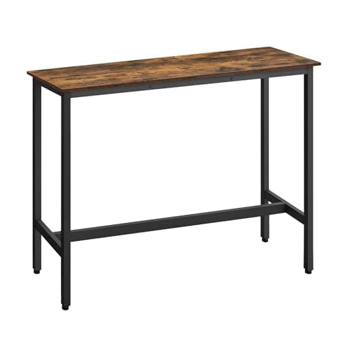 Image of VASAGLE Bar Table, Kitchen Table, Pub Dining High Table, Sturdy Steel Frame, 40 x 120 x 90 cm, Easy Assembly, Industrial Design, Rustic Brown and Ink Black LBT120B01