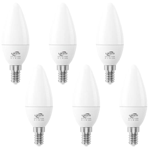 Image of LOEODO E14 LED Bulbs 40W Equivalent, 5W Screw Light Candle Bulb, 470 Lumens, 2700K Warm White, Small Edison Screw Bulbs, Non-Dimmable, Pack of 6