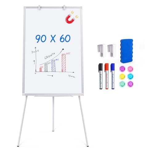Image of Flip Chart Whiteboard 60x90cm, Magnetic Whiteboard with Stand, Portable Lightweight Flipchart for Home, Office, School