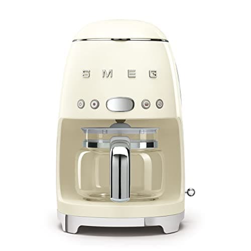 Image of Smeg DCF02CRUK Drip Coffee Machine, Auto-Start Mode, Reuseable Filter, Digital Display, Anti-Drip System, Aroma Intensity Option, 1.4 Litre Tank, Cream