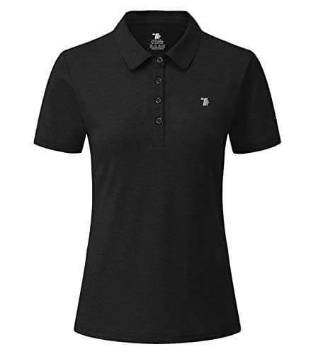 Image of YSENTO Womens Short Sleeve Polo Lady-fit Shirt Premium Sports Golf Polo T-Shirts(Black,xs)