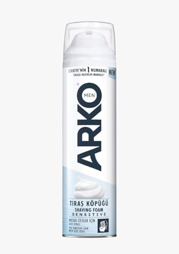 Image of Arko Men Sensitive Shaving Foam 200ml – Aloe Vera Enriched, Smooth & Comfortable Shave for Sensitive Skin