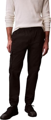 Image of Calvin Klein Men’s Comfort Cotton Skinny Fit Cargo Trousers, Black (Black), XL