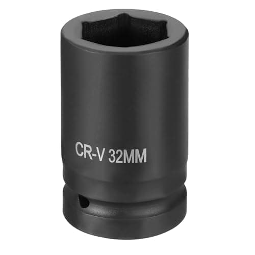 Image of sourcing map 6 Point Impact Socket 1" Drive 32mm Metric Socket CR-V Steel Spindle Axle Hex Sockets for Machine Shaft Nuts Bolts Repair, Black