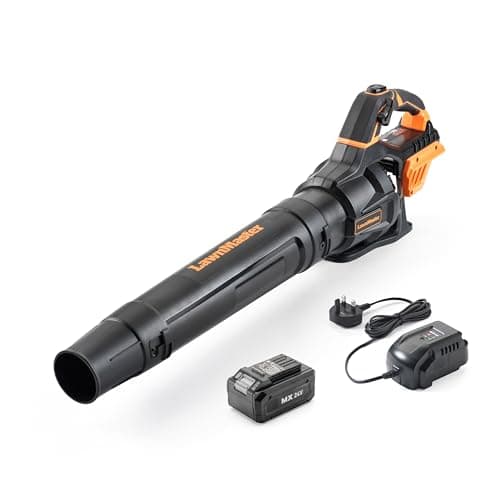 Image of LawnMaster MX 24V Axial Cordless Leaf Blower. Powerful Battery Operated Garden Blower with MX 24V Lithium ion Battery and Charger, 2 Year Guarantee