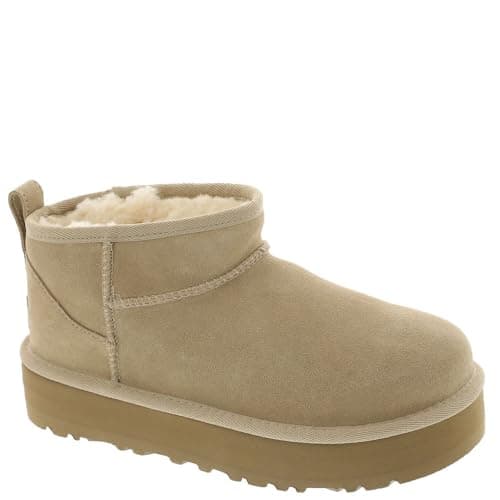 Image of UGG Girls Kids Classic Ultra Mini Platform Boots, beige, 4 UK